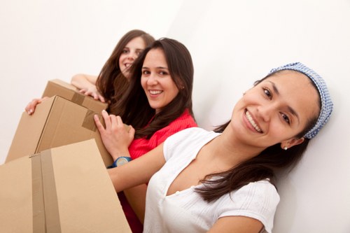 Local movers planning access for a piano move on a Twickenham residential street