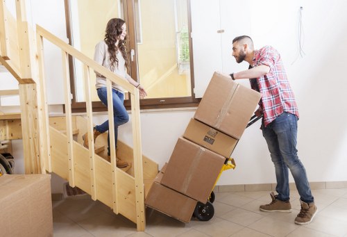 Household furniture and boxes ready for relocation in Twickenham