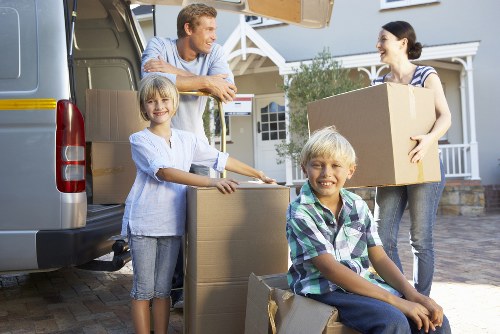 Packed boxes and furniture ready for a Twickenham home removal